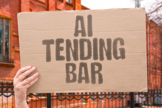 "AI Tending Bar" Automated systems mix drinks and serve patrons in establishments. BARTEND. COCKTAIL. SERVE. DRINK. PUB.