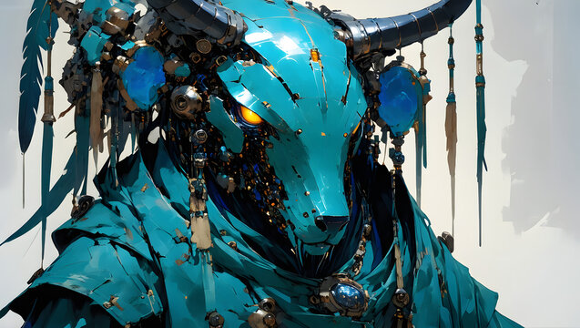 Mythical Heroine with Blue Armor - Powered by Adobe