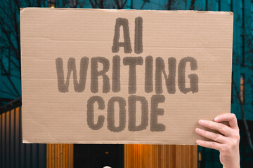 "AI Writing Code" Programs generate software solutions based on developer requirements. WRITING. CODE. PROGRAMMING. DEVELOPER. SOFTWARE.