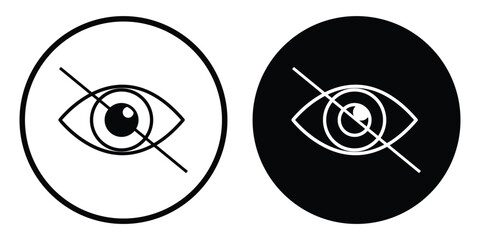 Hidden eye icon, sensitive content. Private, hidden, and invisible sign symbol, vector illustration