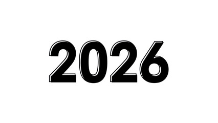 Bold graphic display showcasing the year 2026 in strong typeface and black color palette