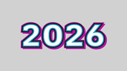 Vibrant design displaying year 2026 with colorful borders and soft shadow effects