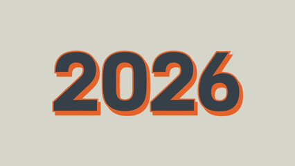 2026 depicted with strong graphic style, symbolizing a future year with a simple design