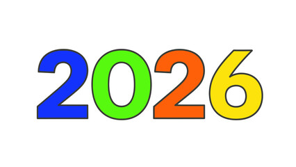 Vibrant and cheerful 2026 illustration with colorful numbers symbolizing new year aspirations