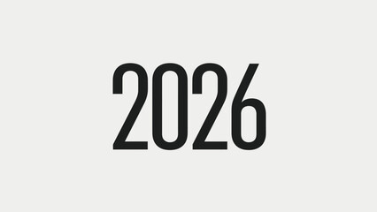 Minimalist typographic illustration of the year 2026 on a plain background creating a modern