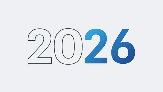Creative artistic render of 2026 with progression transition concept and blue color gradient
