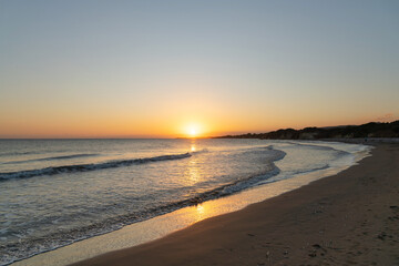 Beautiful sunset on the beach, Alaminos beach, Larnaca, Cyprus