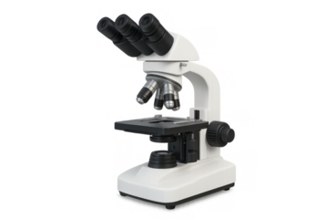 Microscope standing isolated on transparent background illustrating scientific research, biology, and laboratory work