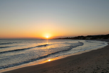 Beautiful sunset on the beach, Alaminos beach, Larnaca, Cyprus