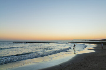 Beautiful sunset on the beach, Alaminos beach, Larnaca, Cyprus