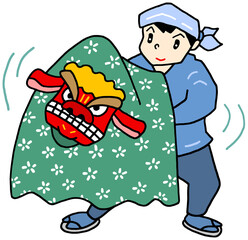 年賀状用イラスト - 獅子舞・正月行事・踊り手・縁起物