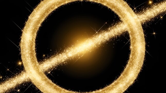 Abstract fractal background with golden ring,
Golden Ring on black background 