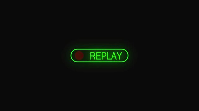 Video replay button icon stylized alpha channel transparent perfect for multimedia websites, video playlists, music apps, Simple replay sign icon animation on black background.