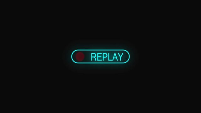 Video replay button icon stylized alpha channel transparent perfect for multimedia websites, video playlists, music apps, Simple replay sign icon animation on black background.