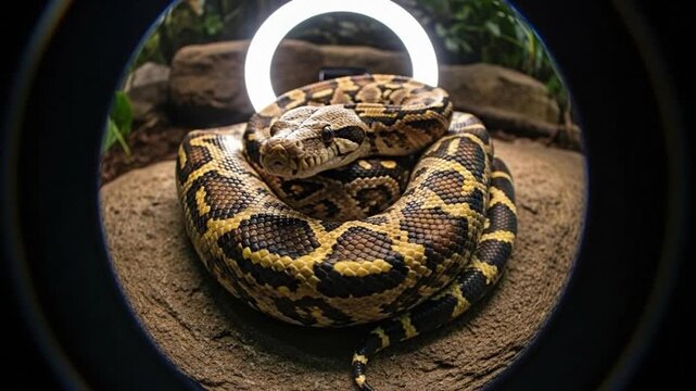Captivating Look at a Regal Boa Constrictor Resting Peacefully in a Terrarium