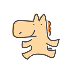 笑顔で歩く馬キャラクター　走る・前向き・元気