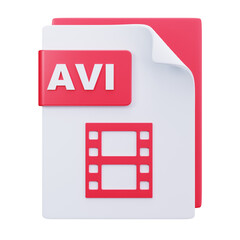 3D AVI Video Media File Icon