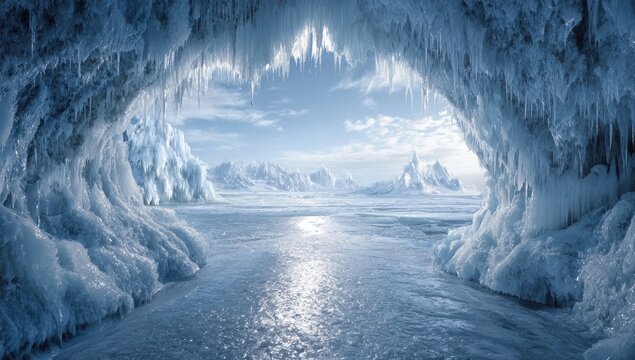 Ice cave's frozen landscape - Powered by Adobe
