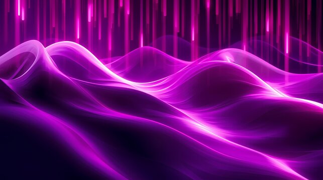 Galactic Purple and Magenta Glowing Vertical Waves, Abstract Neon Background
