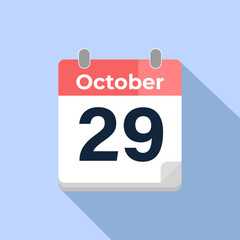October 29 Vector Calendar
Modern flat color vector calendar with date