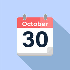 October 30 Vector Calendar
Modern flat color vector calendar with date
