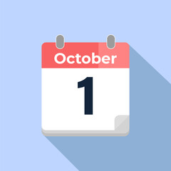 October 1 Vector Calendar
Modern flat color vector calendar with date