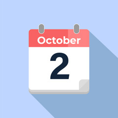 October 2 Vector Calendar
Modern flat color vector calendar with date