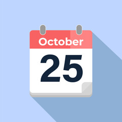 October 25 Vector Calendar
Modern flat color vector calendar with date