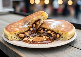 Hotteok Image &ndash; Sweet pancake filled with sugar and peanuts
