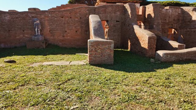 The ruins of Ostia Antica, the old port of Rome, Lazio, Italy, dating back to the 7th century BC