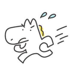 汗をかきながら急いで走る白馬　頑張る・一生懸命