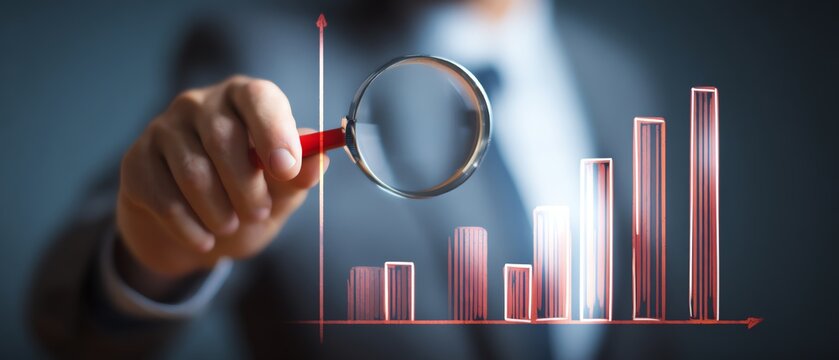 Analyst evaluating sales growth metrics using financial visualization tools