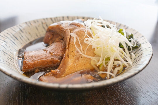 Japanese Simmered Sea Bream Head Dish with Shredded Leeks, Tai no Aranitsuke