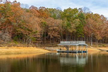Scenic autumn landscape in the Little Hall Park of the Georgia countryside