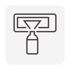 Air conditioner servicing vector icon, cleaning bottle applied to evaporator coil of indoor AC unit. To removing dust, dirt for efficiency of cooling airflow, energy saving and healthy air quality.