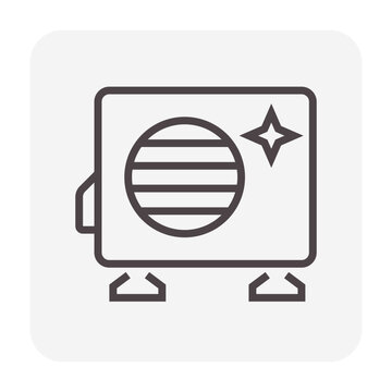 Clean air condensing outdoor unit part vector icon. HVAC components for effective heat ventilation, cooling performance, energy efficiency and proper air conditioning system operation.