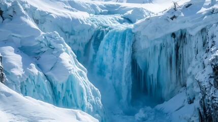 Frozen Azure Cascade of the North, Winter's Embrace on the Glacial Falls