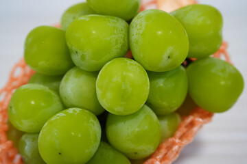 大粒のシャインマスカットのアップ