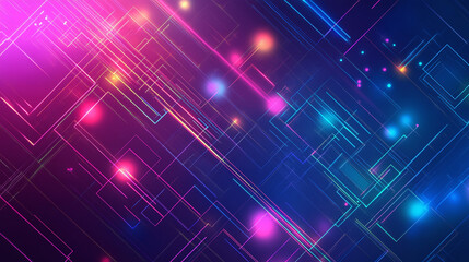 High-Speed Digital Abstract Background with Glowing Pink and Blue Geometric Light Trails