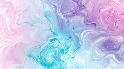 Abstract Fluid Art with Watercolor Swirls in Shades of Teal, Violet, and Pale Pink Marble Ink Texture Background