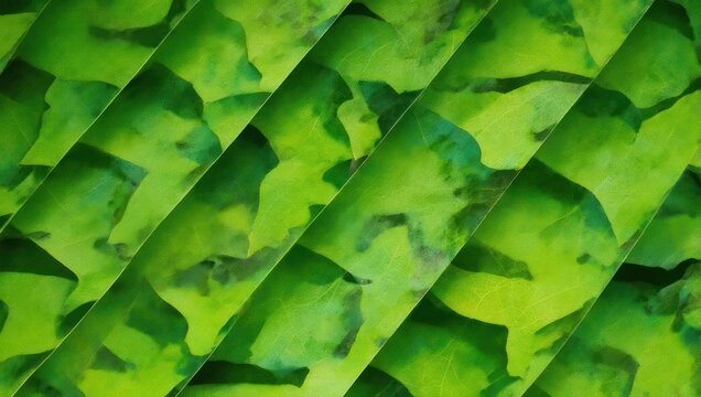 Fototapeta Abstract green leaf pattern with diagonal stripes and organic shapes.