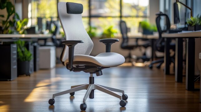 Modern office chair in bright workspace