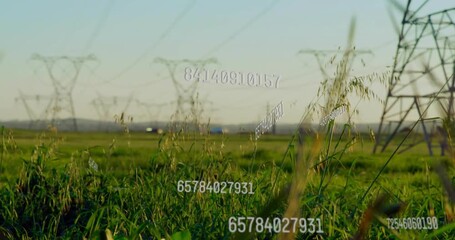 Numeric overlays appearing on frame 2, moving outward toward pylon, showing data over grass