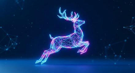 Graceful Polygonal Deer Bounding, a Luminous Vision of Nature Reimagined in a Dynamic Technological World