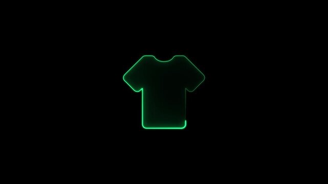 Green Neon T- Shirt Icon Silhouette Glowing on Black Background t-shirt clothing
