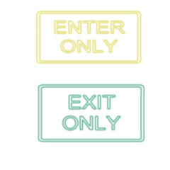 Illuminated enter only and exit only signs isolated on transparent background
