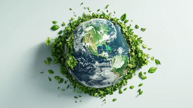Earth Day Surrounded by Leaves: Eco-Themed Photorealistic Nature Banner Shot on Nikon Z9