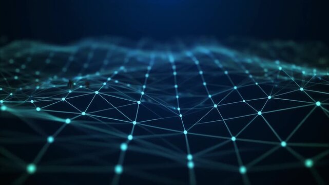Abstract connected dots and lines. Concept of AI technology, Motion of digital data flow. 