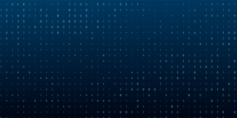 A stream of binary matrix code on the screen. numbers of the computer matrix. The concept of coding, hacker or mining of crypto-currency bitcoin.