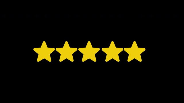  animated five star for rating  in black background 4k 